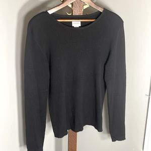 Chicos Crew Neck Ribbed Sweater Size 12 - Silk/Cotton/Poly/Spandex